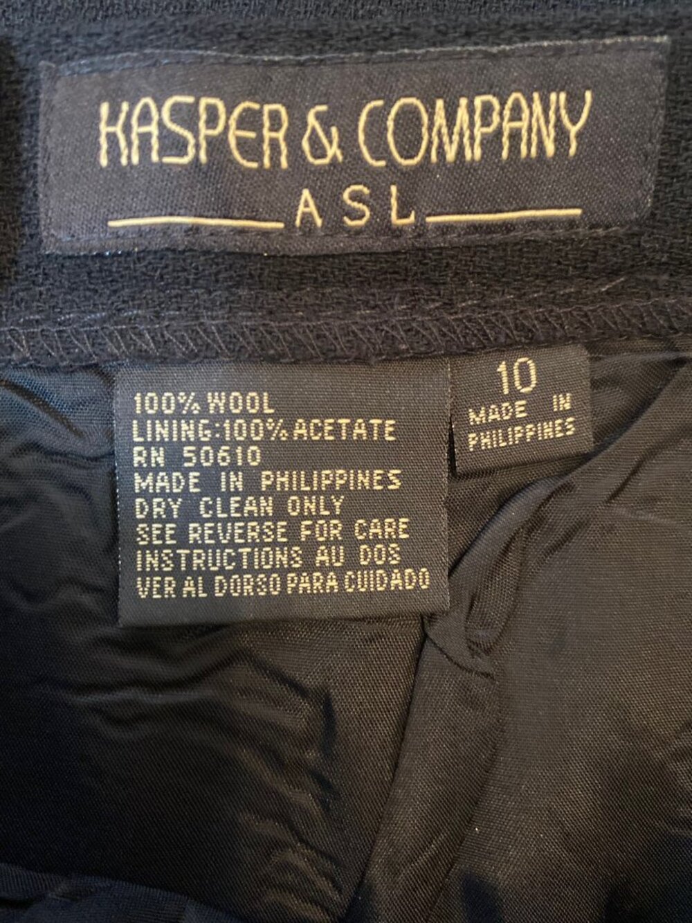 Kasper & Company ASL 100% Wool Navy Vintage Skirt/10 Suit Blazer/8 Set - Picture 7 of 7